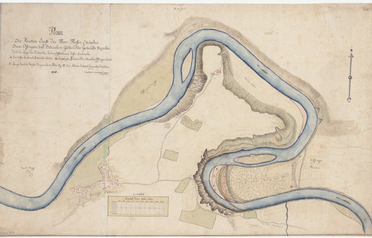 Die Thur von Ossingen (rechts) bis unterhalb Dätwil auf einer Karte von 1806, angefertigt durch Sigmund Spitteler. Die Thur von Ossingen (rechts) bis unterhalb Dätwil auf einer Karte von 1806, angefertigt durch Sigmund Spitteler.