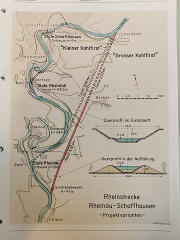Für die Schiffbarmachung des Hochrheins wurden mehrere Varianten ausgearbeitet, realisiert wurde schliesslich keine.