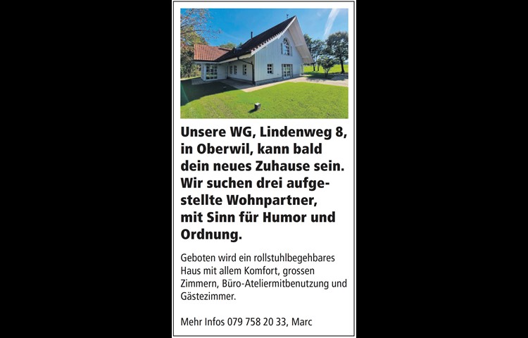 Mit diesem Inserat sucht Marc Kölla nach Mitbewohnern.