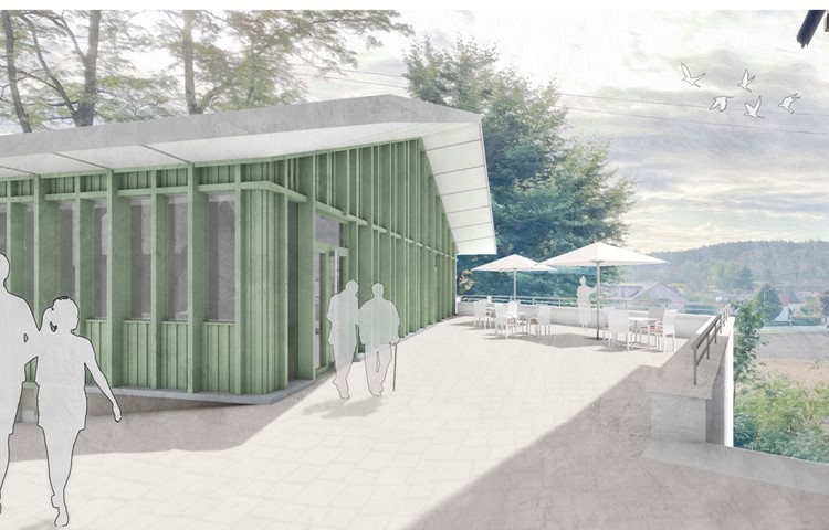 Blick nach Osten: Das Siegerprojekt «Zentrum am Kirchhügel Seuzach» der Winterthurer Architekten. Erkennbar sind die grünen Lisenen – wären sie horizontal, würde man sie als Simse bezeichnen. Blick nach Osten: Das Siegerprojekt «Zentrum am Kirchhügel Seuzach» der Winterthurer Architekten. Erkennbar sind die grünen Lisenen – wären sie horizontal, würde man sie als Simse bezeichnen.