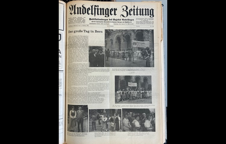 Die AZ widmete die ganze Titelseite der Ausgabe nach dem «grossen Tag in Bern» der Petitionsübergabe durch die Weinländer Delegation.