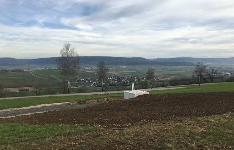 Damit die Baubewilligung nicht verfällt, hat Hansueli Graf im Herbst in Oberhallau den Sockel für «Hans» betoniert. Damit die Baubewilligung nicht verfällt, hat Hansueli Graf im Herbst in Oberhallau den Sockel für «Hans» betoniert.