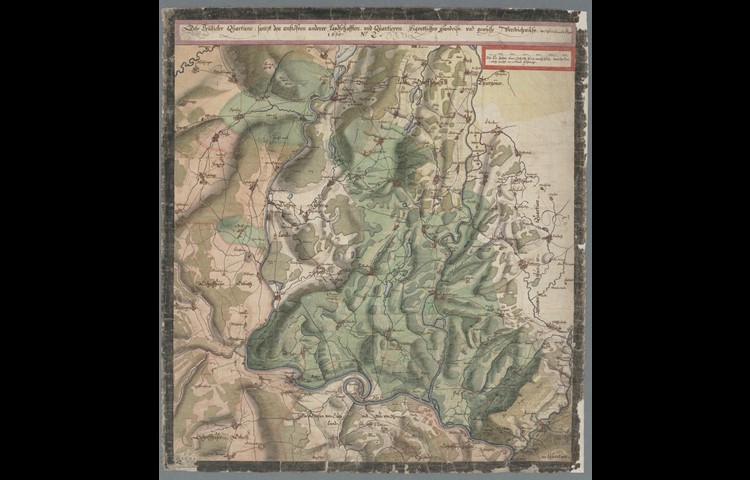 Dieser Ausschnitt der 1660 von Hans Conrad Gyger gezeichneten Karte «Militärquartier Trüllikon» zeigt mehrere Weiher und Tümpel, die heute verschwunden sind, so auch den grossen Fischweiher bei Oerlingen. Thalheim hiess noch Dorlicken, und die Bäche wie der Mülibach im Stammertal schlängelten sich kurvenreich durch die Landschaft und schufen Feuchtgebiete.