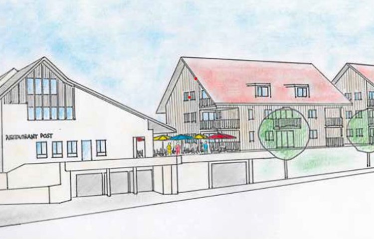 Die Genossenschaft Pöstli Adlikon möchte zwei identische Häuser mit 16 Wohnungen bauen. Die Genossenschaft Pöstli Adlikon möchte zwei identische Häuser mit 16 Wohnungen bauen.