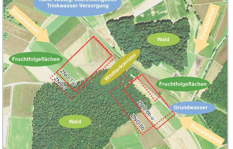 ZNO-1 läge rund 500 Meter nordwestlich von ZNO-6. Daran schliesst sich der Verladebahnhof an (parallel zu den Schienen, nicht eingezeichnet). ZNO-1 läge rund 500 Meter nordwestlich von ZNO-6. Daran schliesst sich der Verladebahnhof an (parallel zu den Schienen, nicht eingezeichnet).